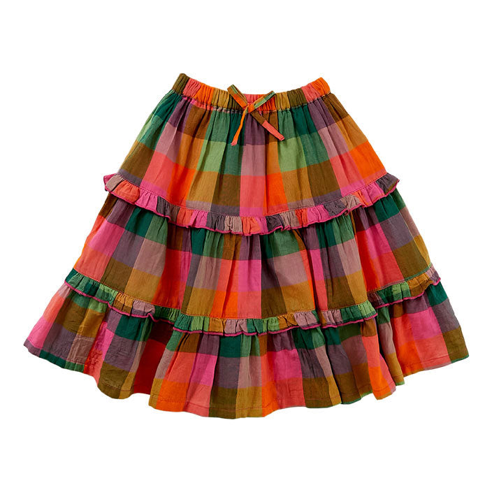 Pink Chicken Multi Squares Lynn Ruffle Skirt