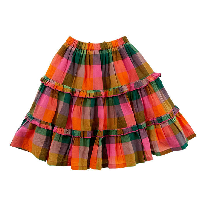 Pink Chicken Multi Squares Lynn Ruffle Skirt