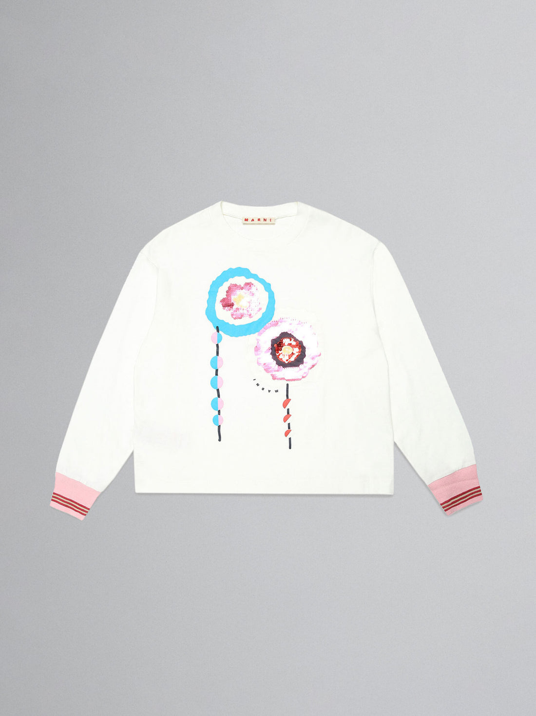 Marni White Sequin Flowers Tee