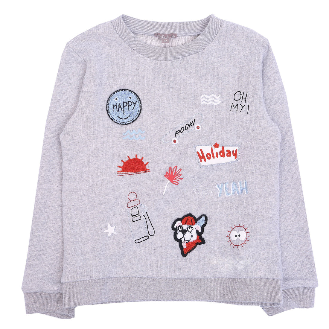 Emile et Ida Grey Embroidered Summer Sweatshirt