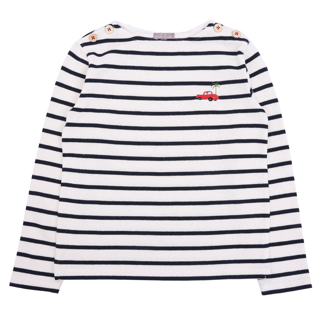 Emile et Ida Cream/Navy Stripe Tee