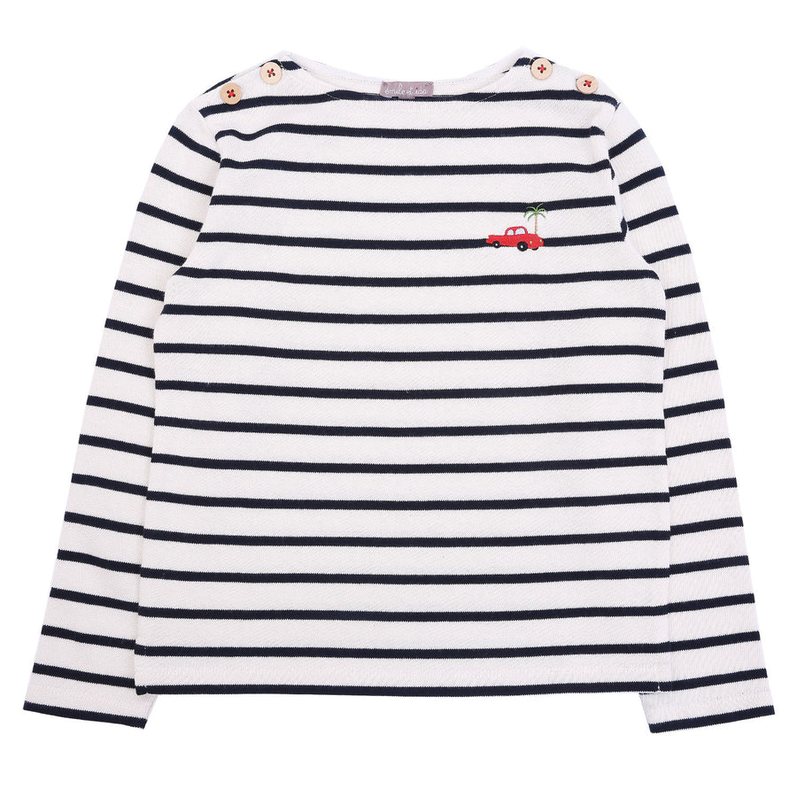 Emile et Ida Cream/Navy Stripe Tee