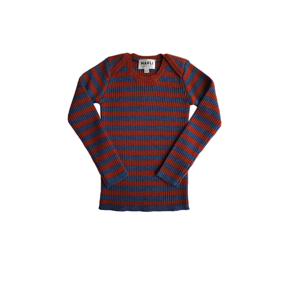 Mabli Brick/Slate Sylfaen Skinny Rib Sweater