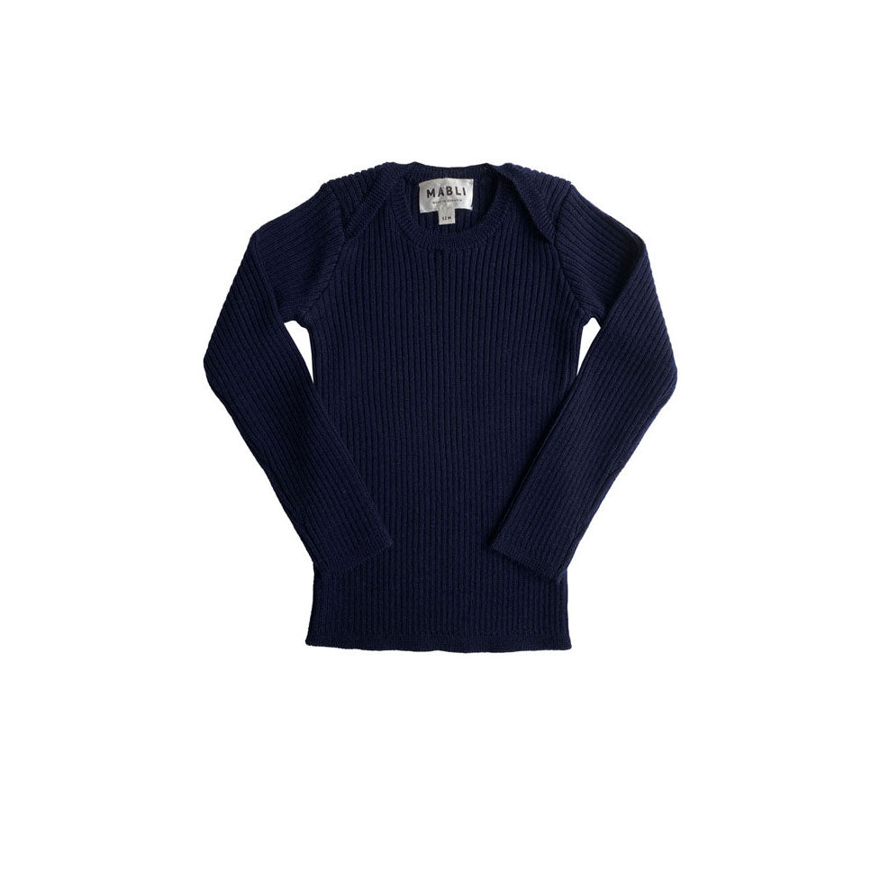 Mabli Indigo Sylfaen Skinny Rib Sweater