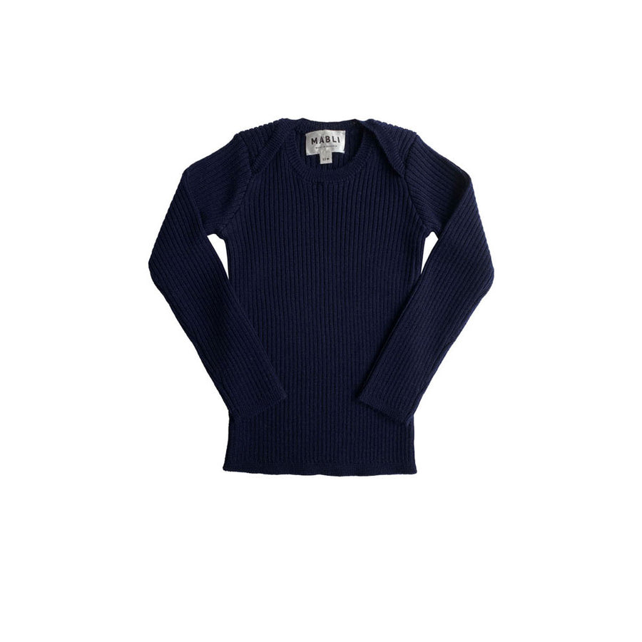 Mabli Indigo Sylfaen Skinny Rib Sweater