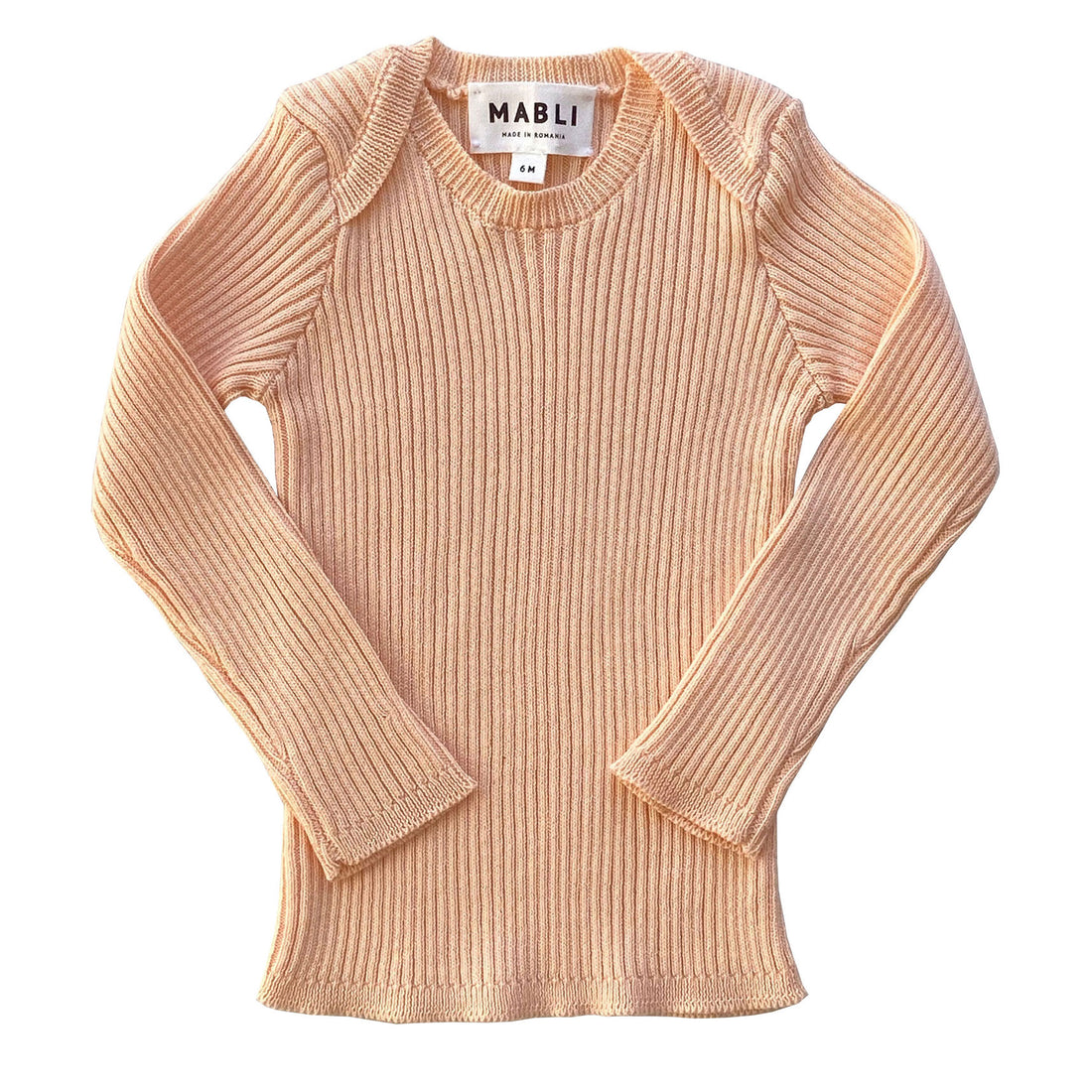 Mabli Peach Tesni Skinny Rib Long Sleeve Sweater