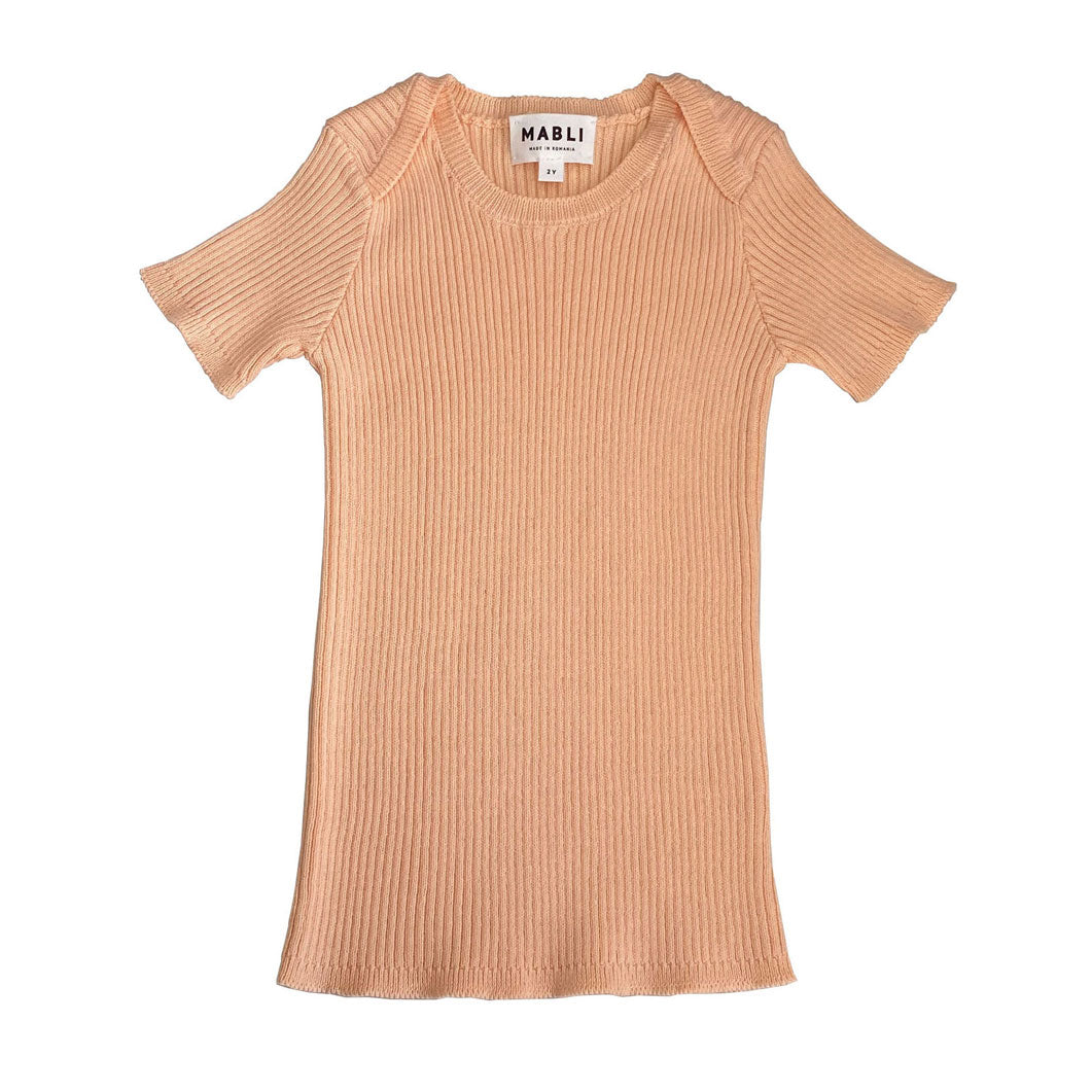 Mabli Peach Tesni Skinny Rib Sweater