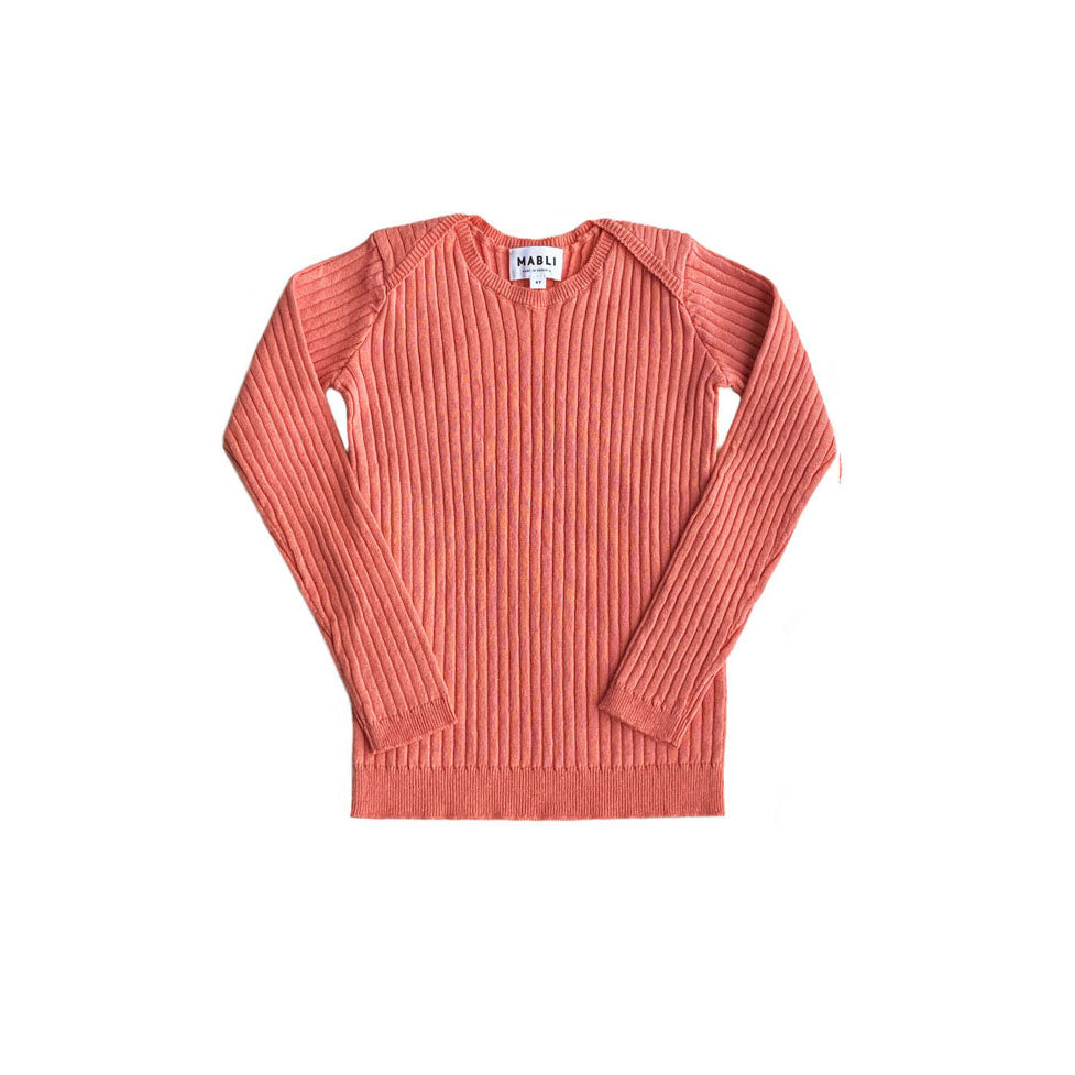 Mabli Blossom Skinny Rib Long Sleeve Sweater