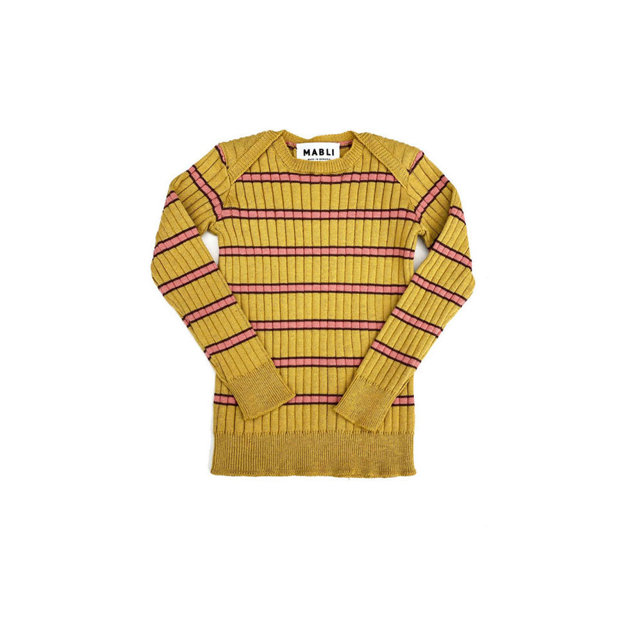 Mabli Dandelion Stripes Skinny Rib Long Sleeve Sweater