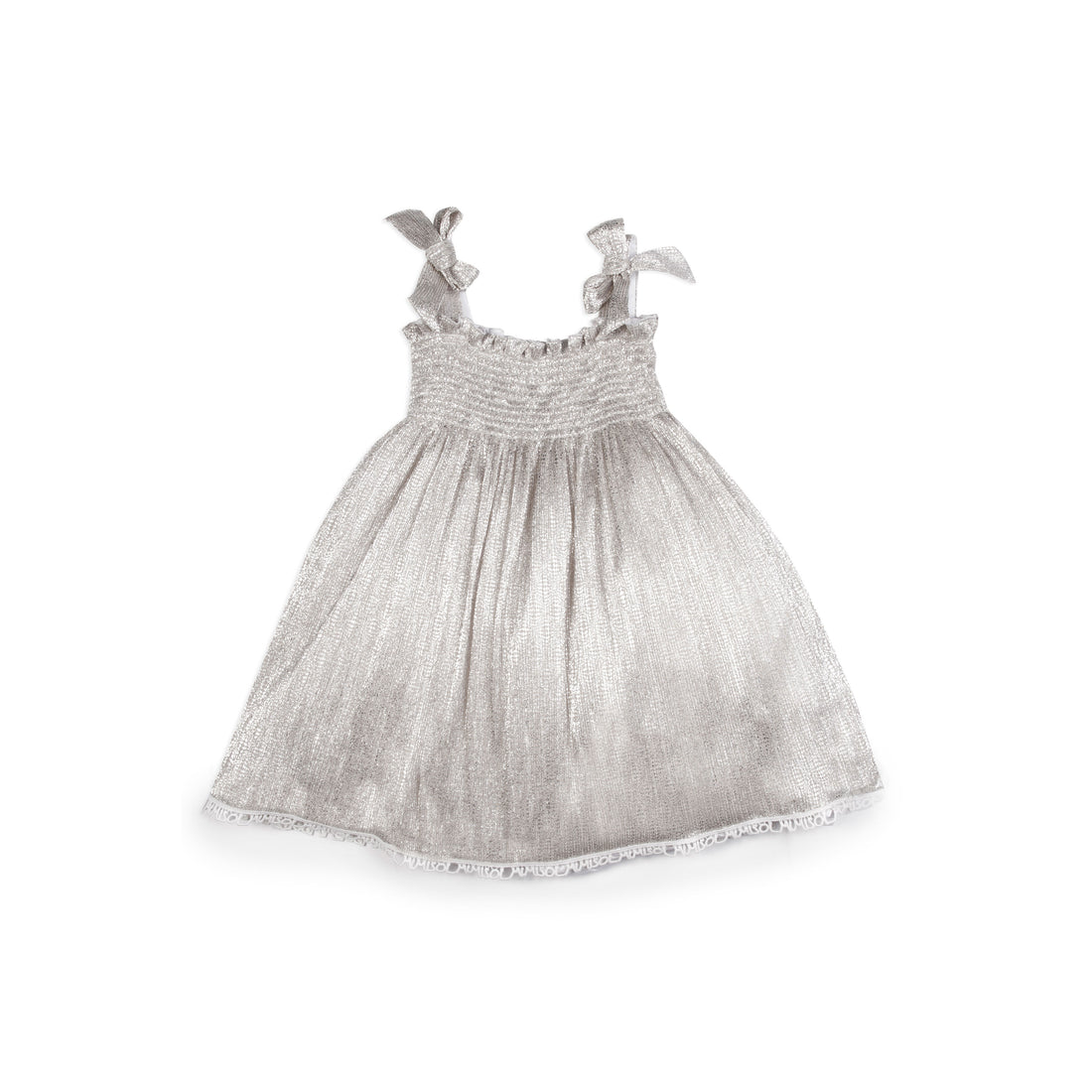 mimisol Silver Metalic Smocked Strap Dress