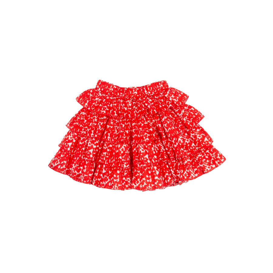 mimisol Red Printed Ruffles Skirt