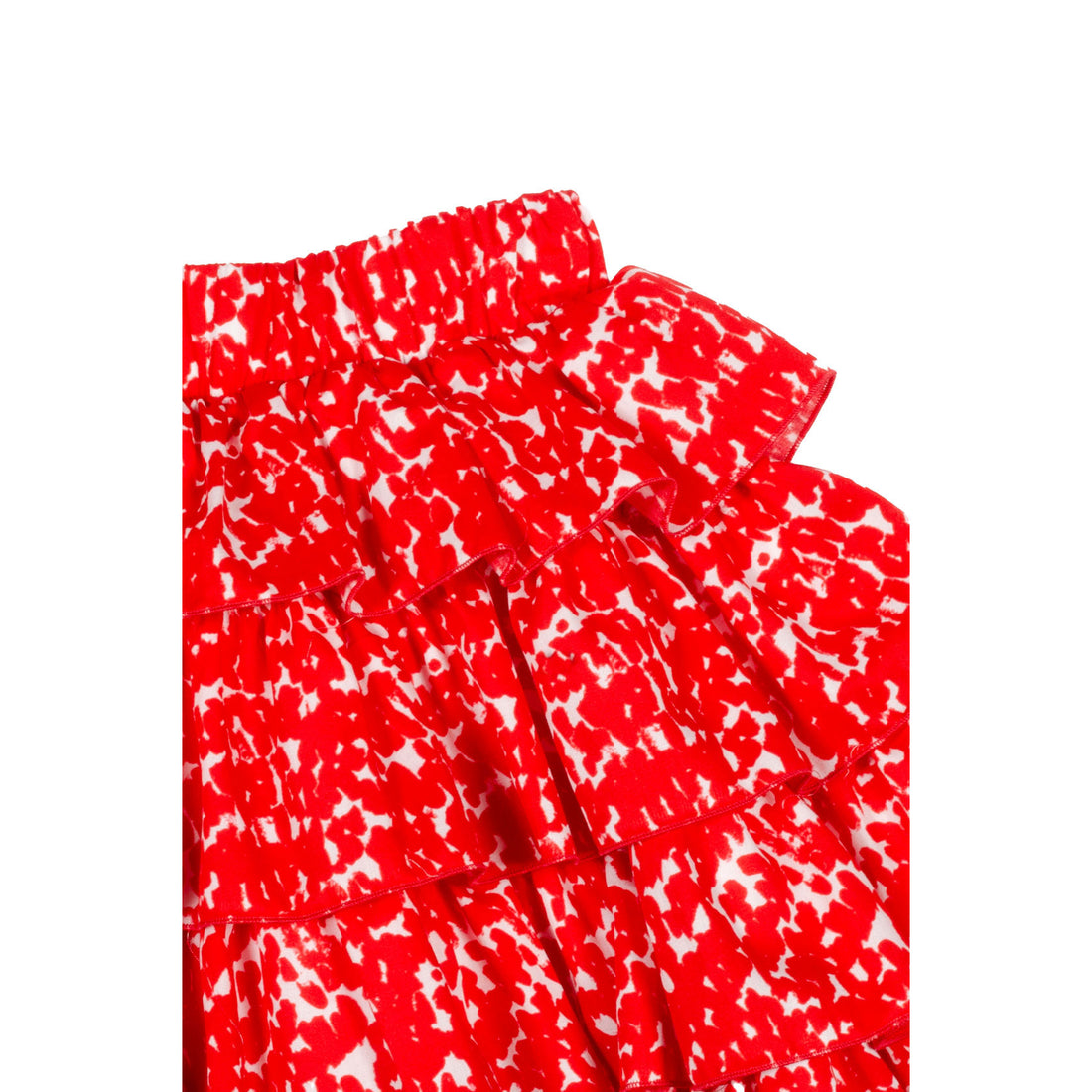 mimisol Red Print Ruffled Skirt