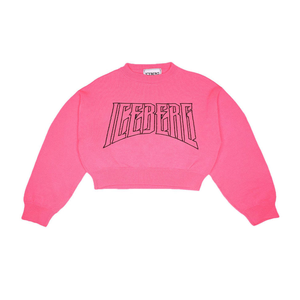 Iceberg Pink Logo Cropped Sweatshirt