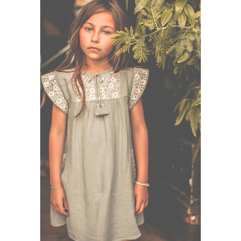 Louis Louise Light Green Embroidered Maddie Dress