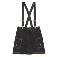 Little Hedonist Denim Spray Black Shoulder Strap Skirt