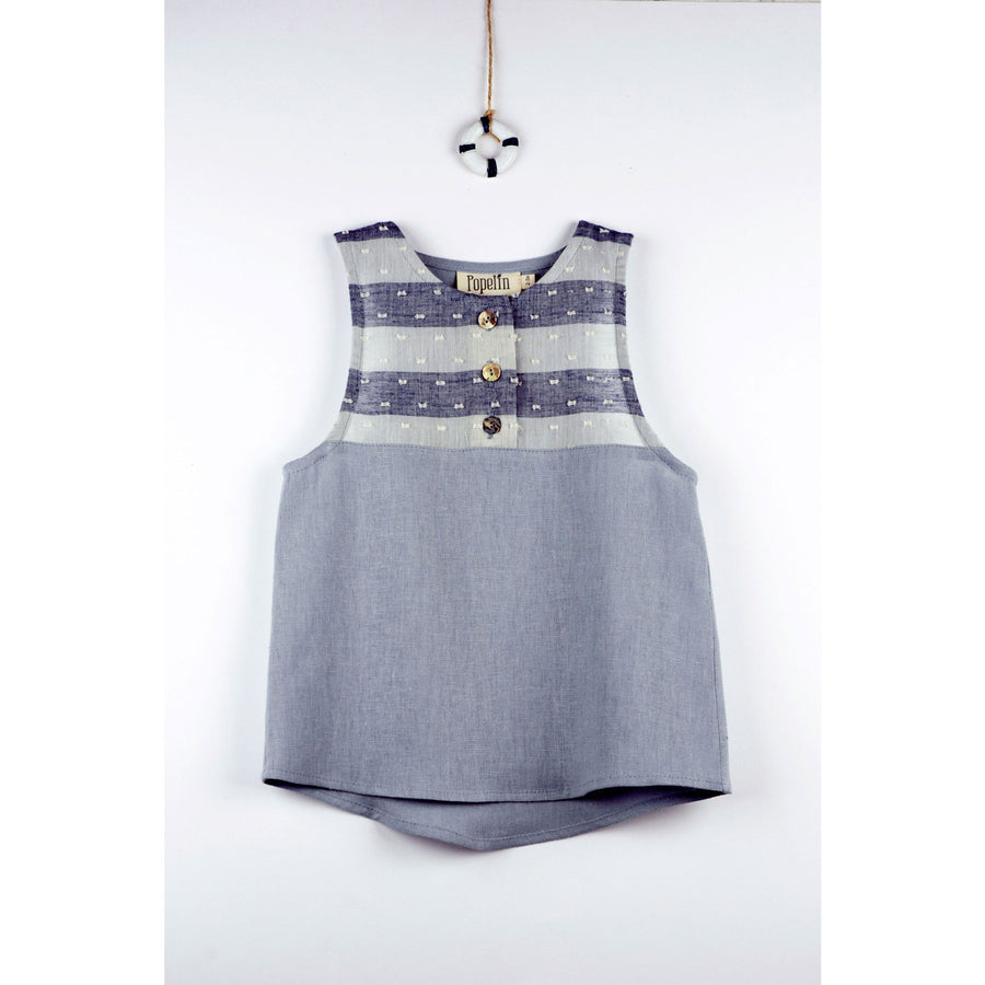 Popelin Blue Sleeveless Shirt