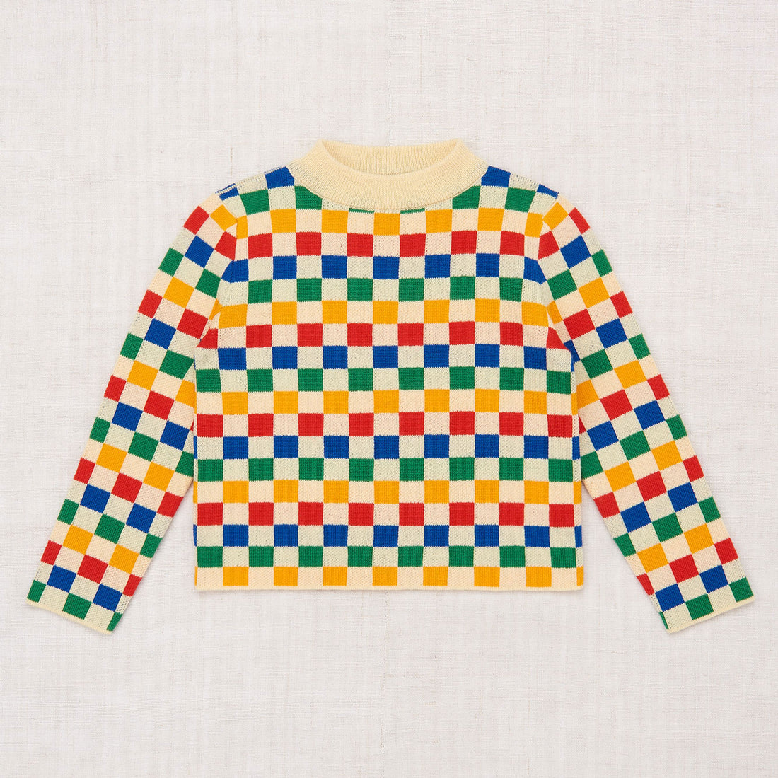 Misha and Puff Checkerboard Everyday Sweater  - Straw