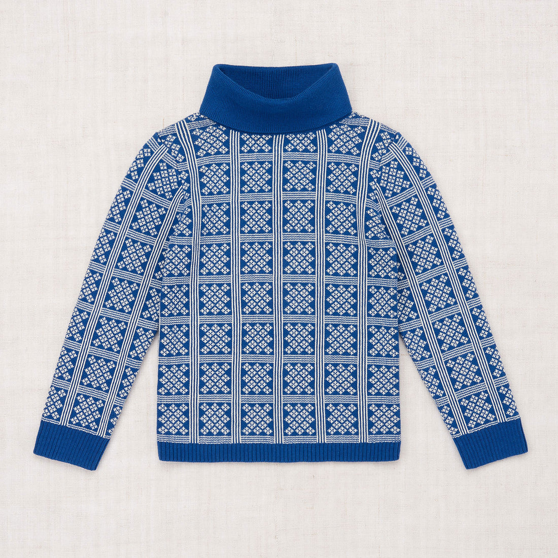 Misha and Puff Izzy Turtleneck  - Blueberry Vintage Grid