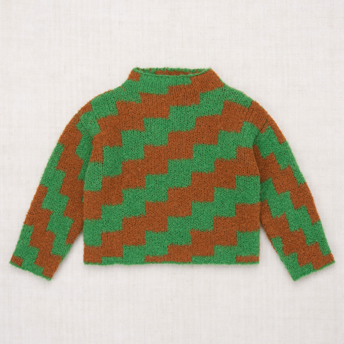 Misha and Puff Boucle Pullover  - Bottle Green Ziggy