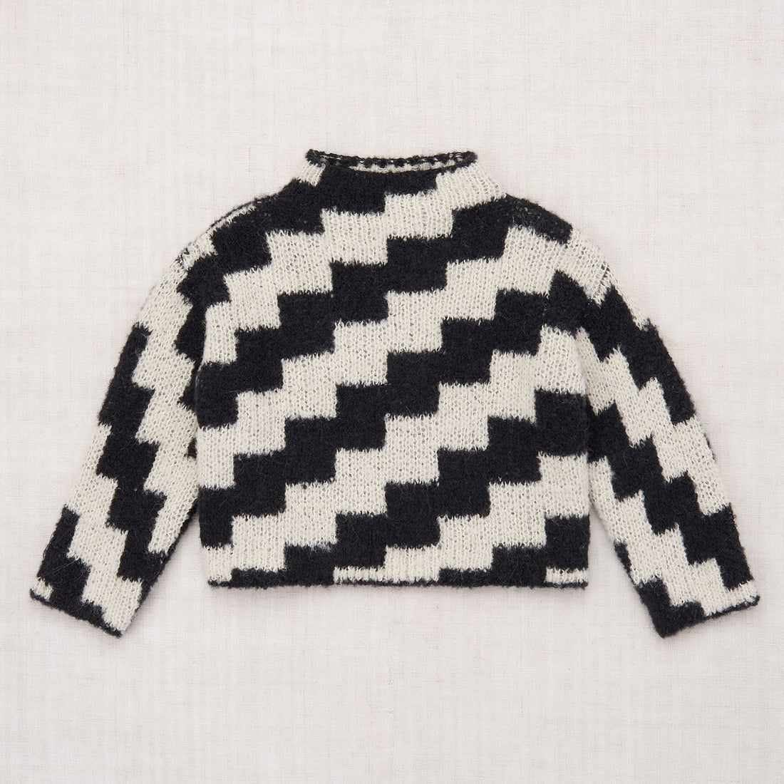 Misha and Puff Boucle Pullover  - Licorice Ziggy