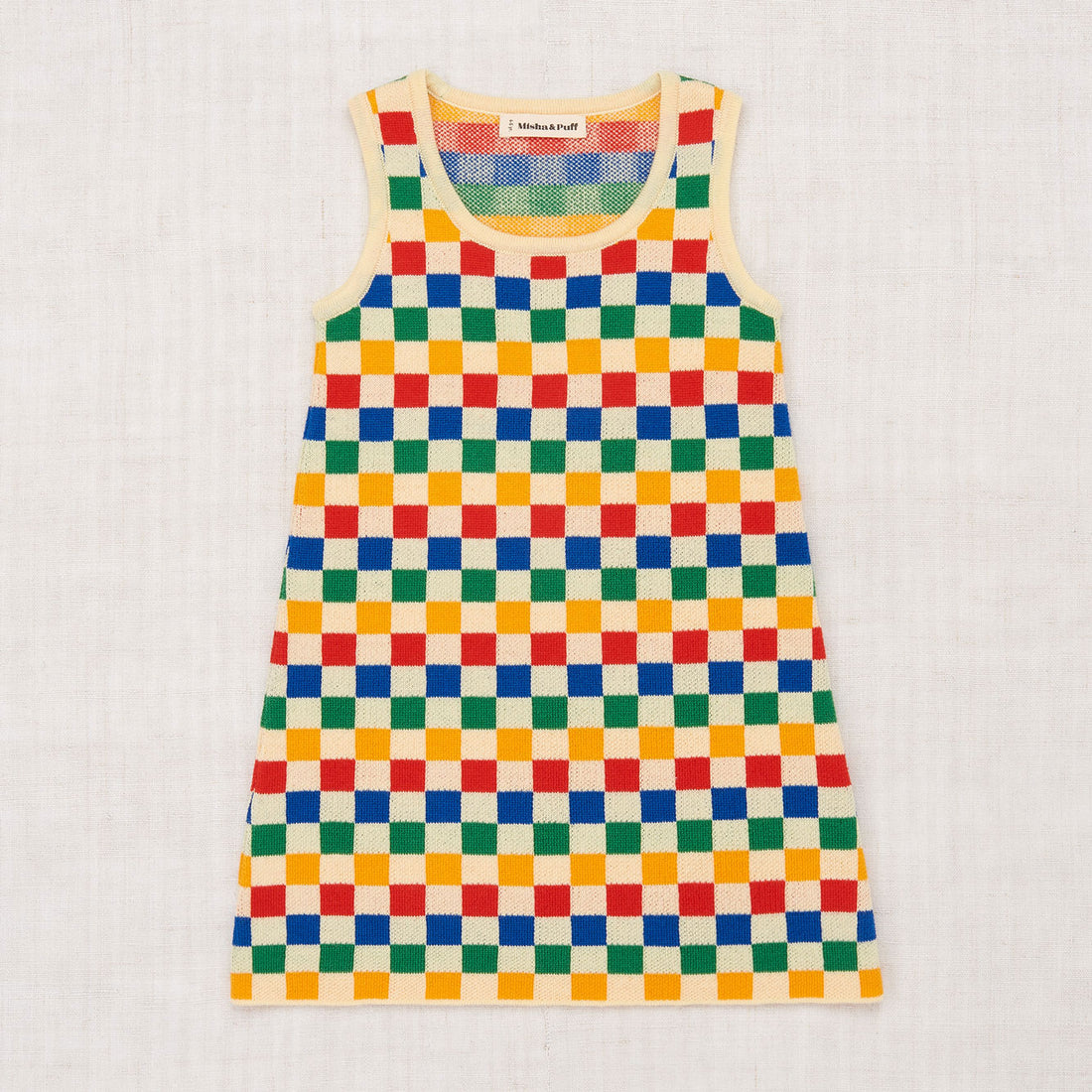 Misha and Puff Checkerboard Dress  - Straw