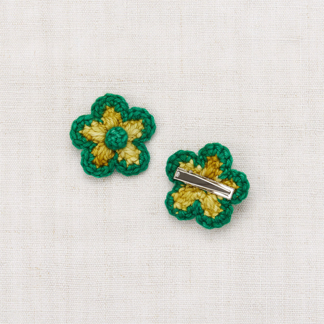 Misha and Puff Medium  Flower Clip Set - Citron