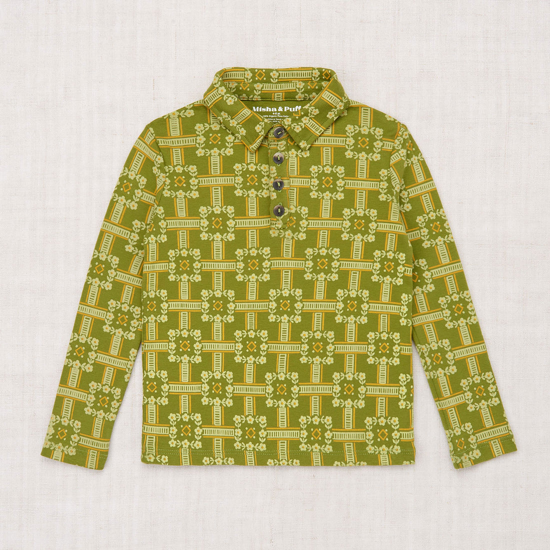 Misha and Puff Long Sleeve Polo  - Basil Railroad