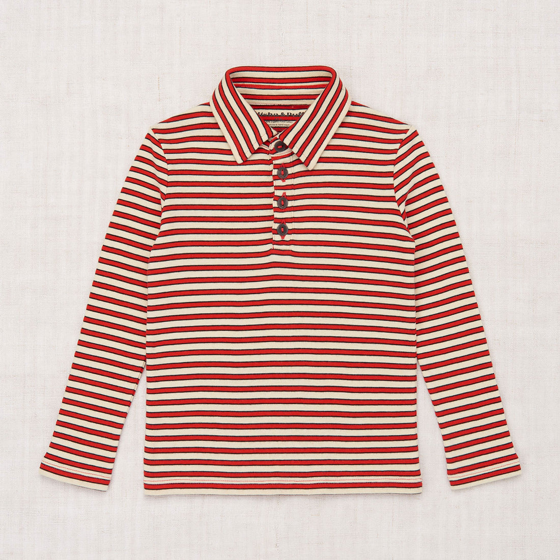 Misha and Puff Long Sleeve Polo  - Red Flame Stripe