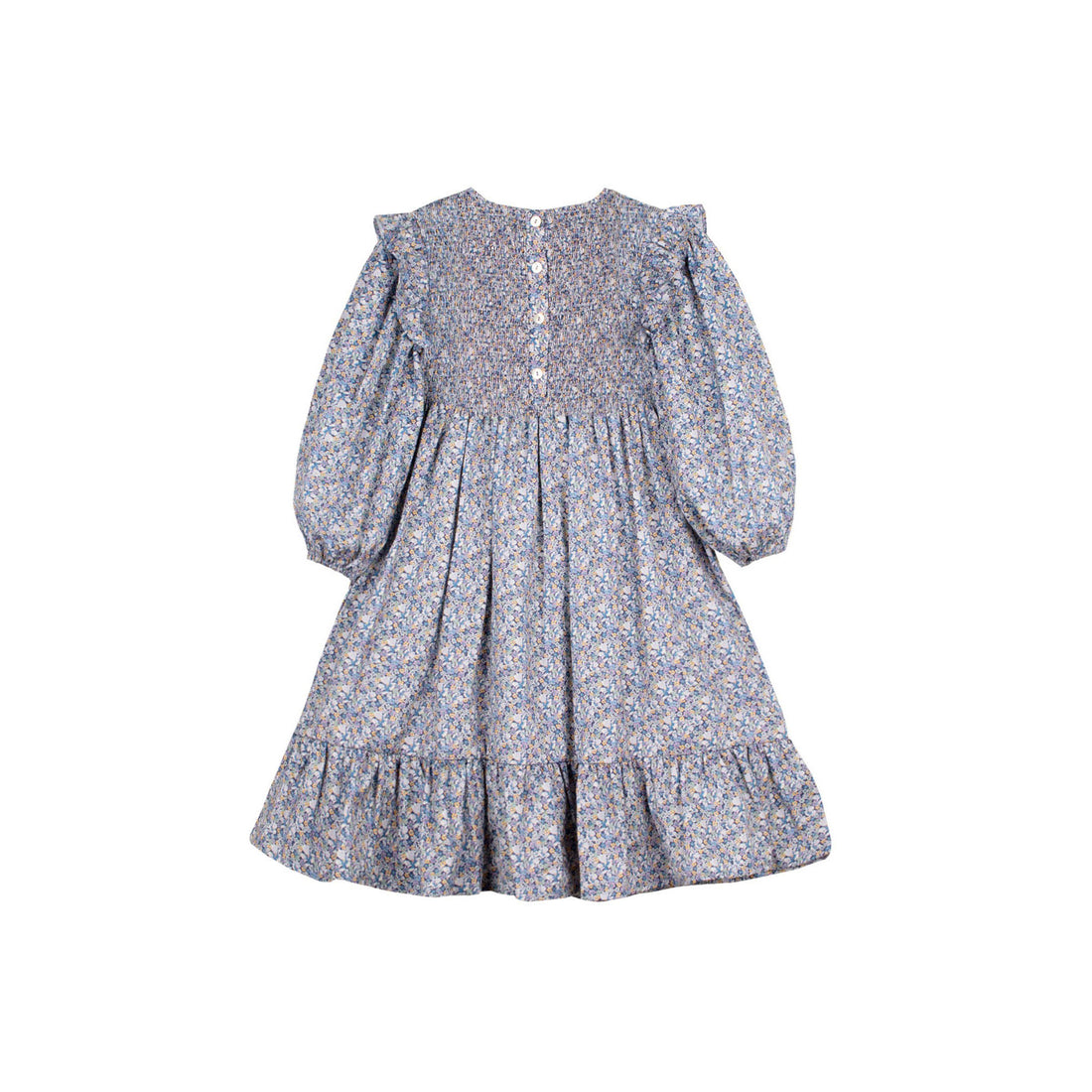 Mipounet Blue Smocked Popelin Flower Dress