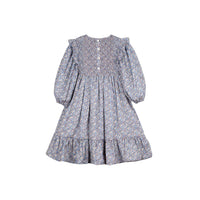 Mipounet Blue Smocked Popelin Flower Dress