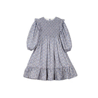 Mipounet Blue Smocked Popelin Flower Dress