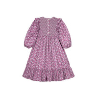 Mipounet Fuscia Smocked Popelin Flower Dress