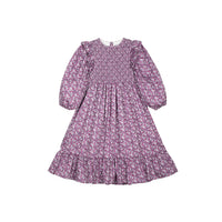 Mipounet Fuscia Smocked Popelin Flower Dress