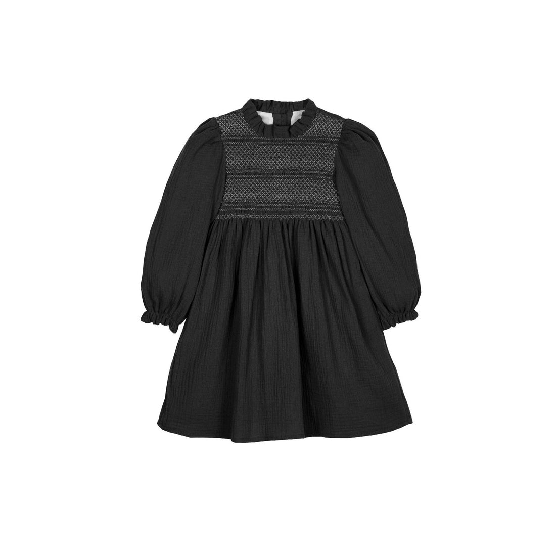 Mipounet Black Smocked Muslin Dress