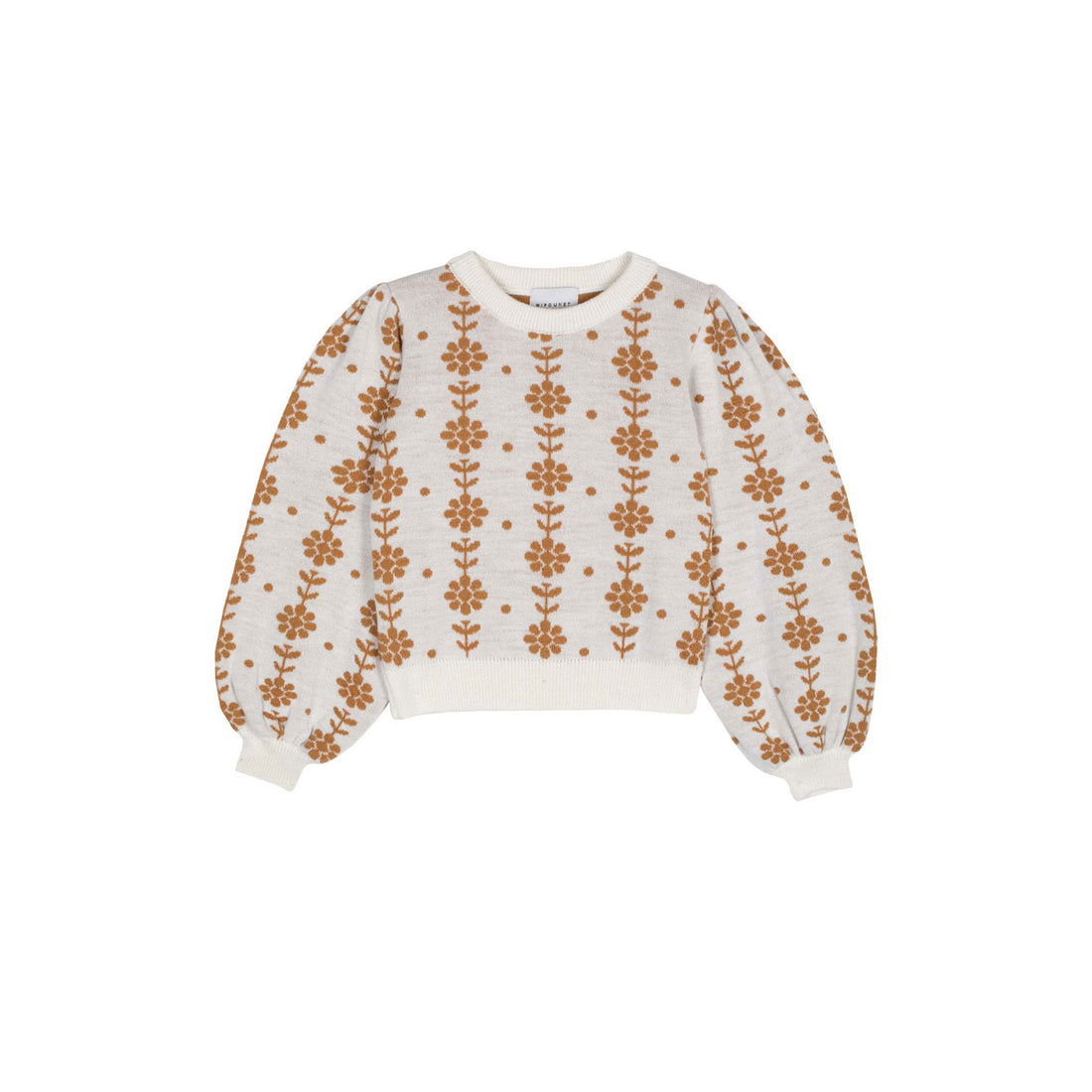 Mipounet Cream/Camel Wool Braided Flower Sweater