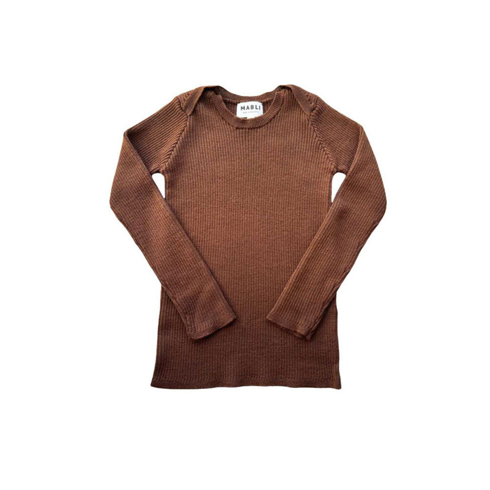 Mabli Brown Skinny Rib Sylfaen Sweater