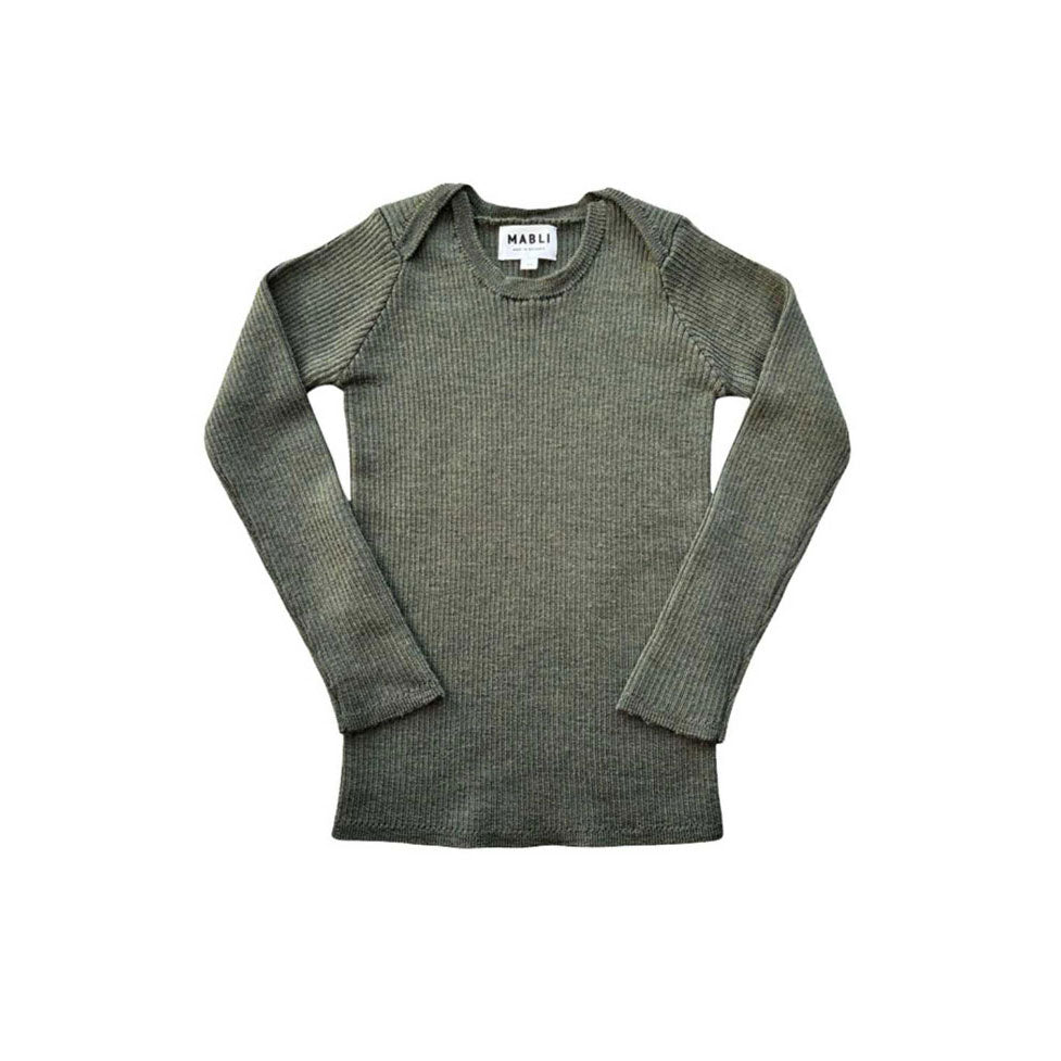 Mabli Khaki Skinny Rib Sylfaen Sweater