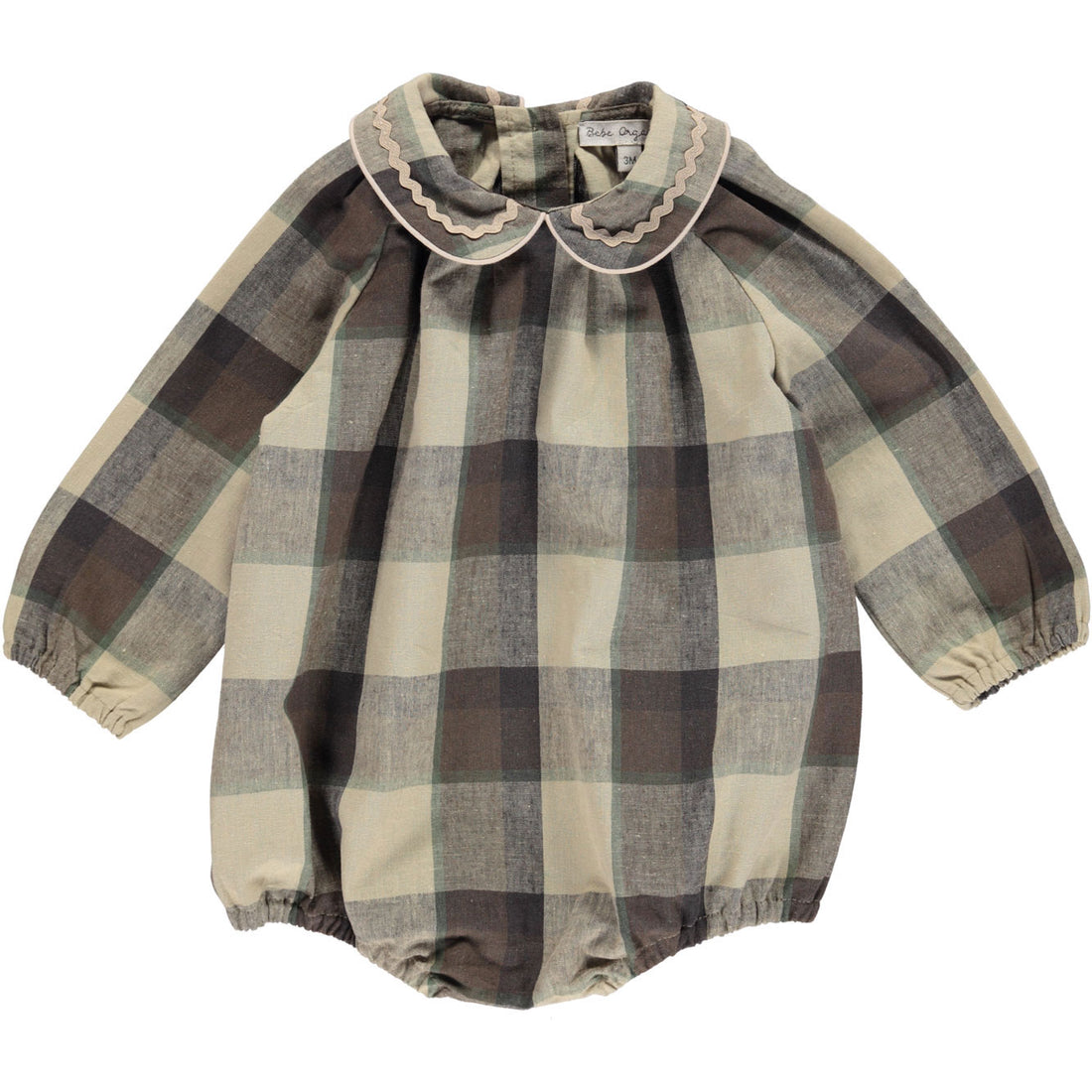 Bebe Organic Moss Plaid Magda Baby Romper