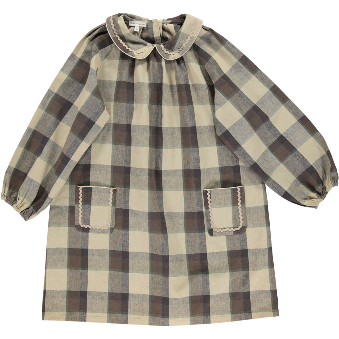 Bebe Organic Moss Plaid Magda Dress