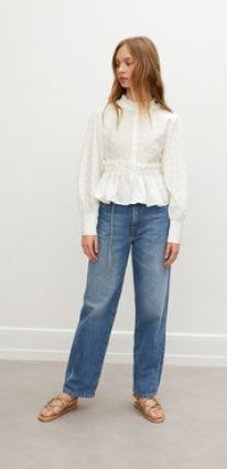 Les Coyotes De Paris White Ruflle Collar Blouse