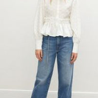 Les Coyotes De Paris White Ruflle Collar Blouse