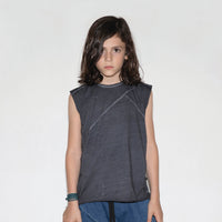 NUNUNU Dyed Graphite Diagonal Sleeveless T-shirt