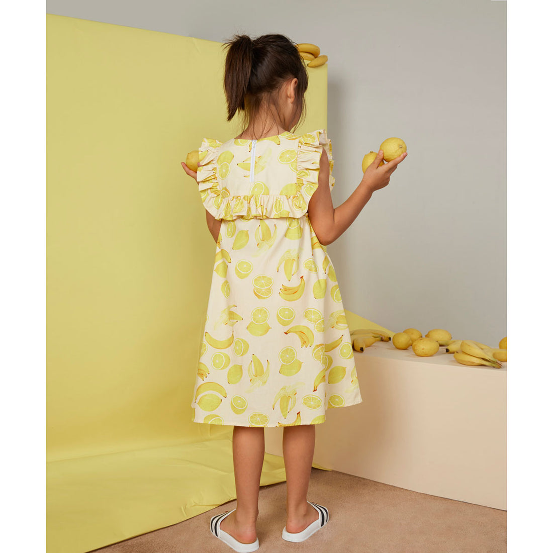 Milk & Biscuits Lemon + Banana Ruffle Yolk Dress