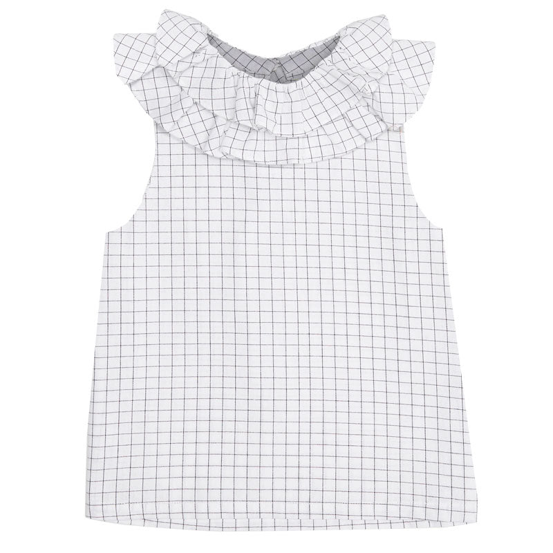 Milk & Biscuits Grid Pierrot Collar Top