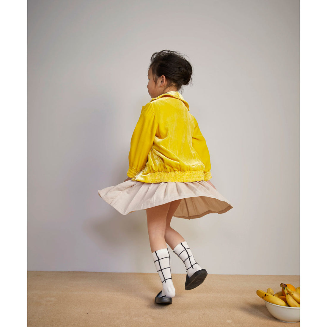 Milk & Biscuits Beige Pleated Suspender Skirt