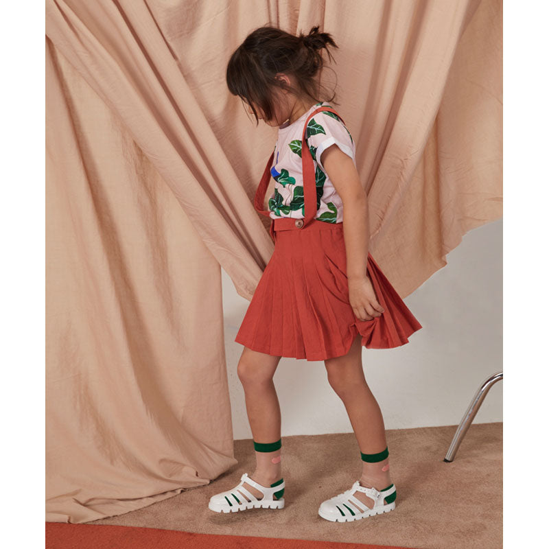 Milk & Biscuits Brick Red Pleated Suspender Skirt