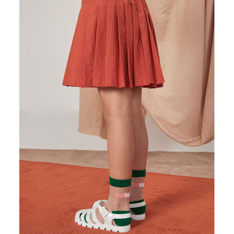 Milk & Biscuits Brick Red Pleated Suspender Skirt