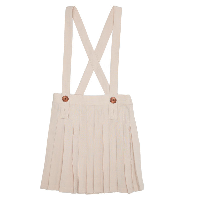 Milk & Biscuits Beige Pleated Suspender Skirt