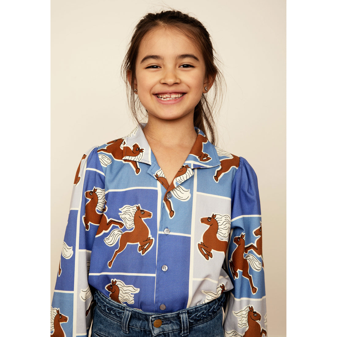 Mini Rodini Blue Horses Woven Shirt
