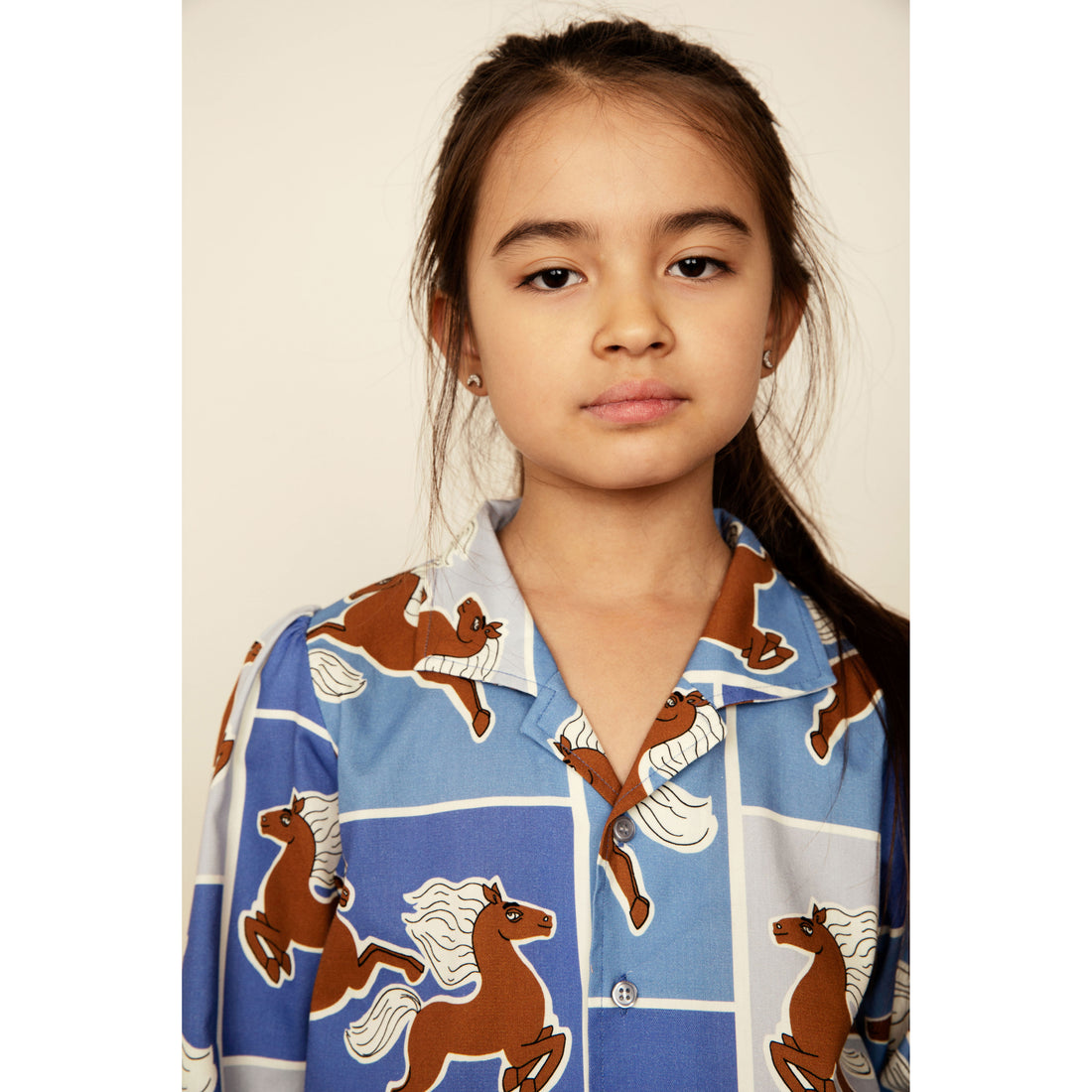 Mini Rodini Blue Horses Woven Shirt